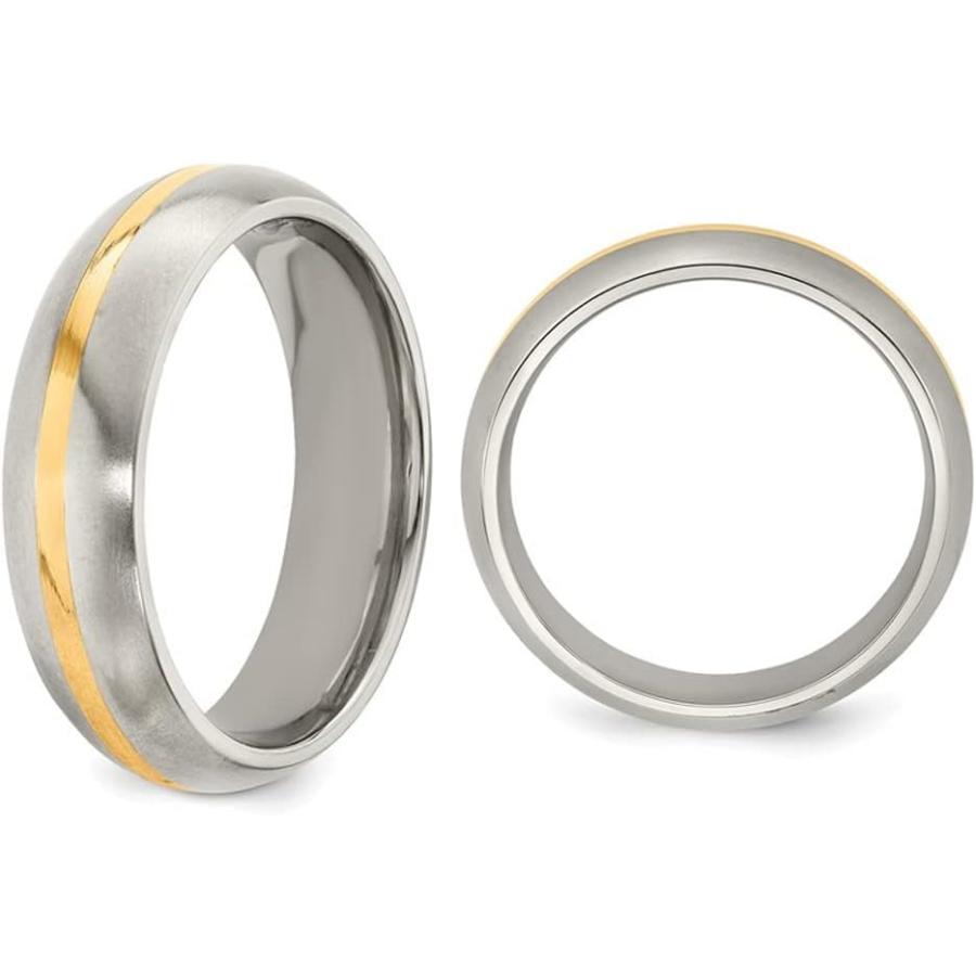 【並行輸入品】Gem And Harmony Mens 6mm Brushed Titanium Wedding Band Ring with 14Kの画像