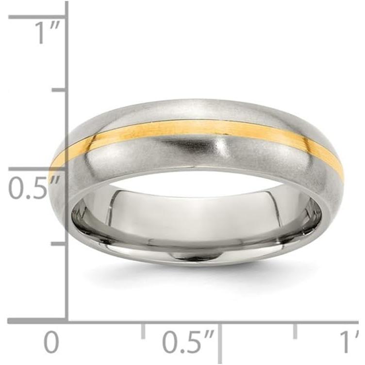 【並行輸入品】Gem And Harmony Mens 6mm Brushed Titanium Wedding Band Ring with 14Kの画像