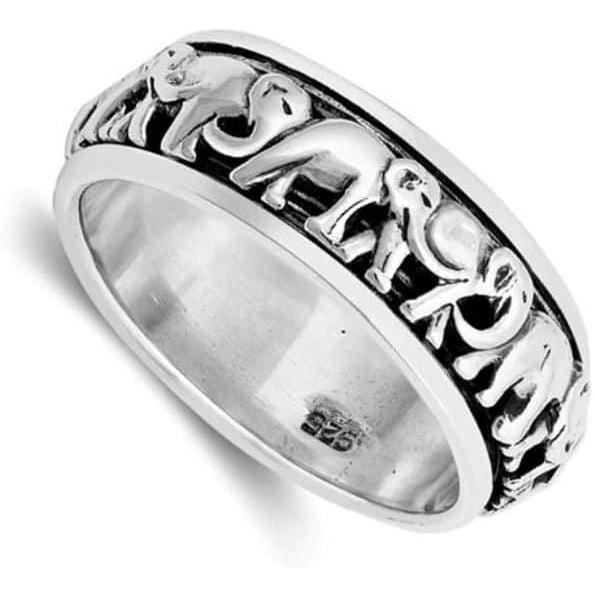【並行輸入品】Elephant Ring  925 Sterling Silver Ring  Spinner Ring  Silver Ringの画像