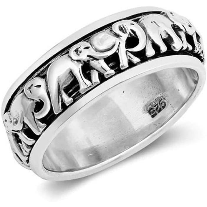 【並行輸入品】Elephant Ring  925 Sterling Silver Ring  Spinner Ring  Silver Ringの画像