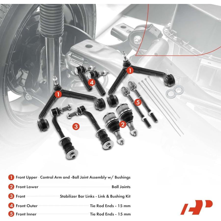 並行輸入品】A-Premium 10Pcs Front Suspension Kit Upper Control Arm