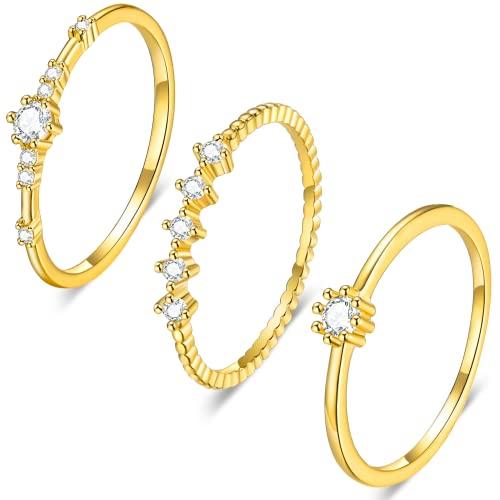 【並行輸入品】SIROLISA 14K ゴールドメッキ スタッキングリング レディース ガールズ ファッション ナックル 薄型ゴールドジュエリー_1