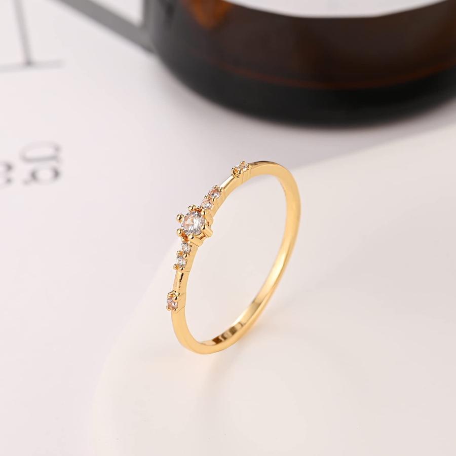 【並行輸入品】SIROLISA 14K ゴールドメッキ スタッキングリング レディース ガールズ ファッション ナックル 薄型ゴールドジュエリー_9