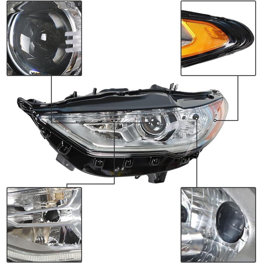 【並行輸入品】Silscvtt ヘッドライト フロントヘッドランプ 交換用 2017-2019 フォード フュージョン ハロゲン LED DRLプロジの画像