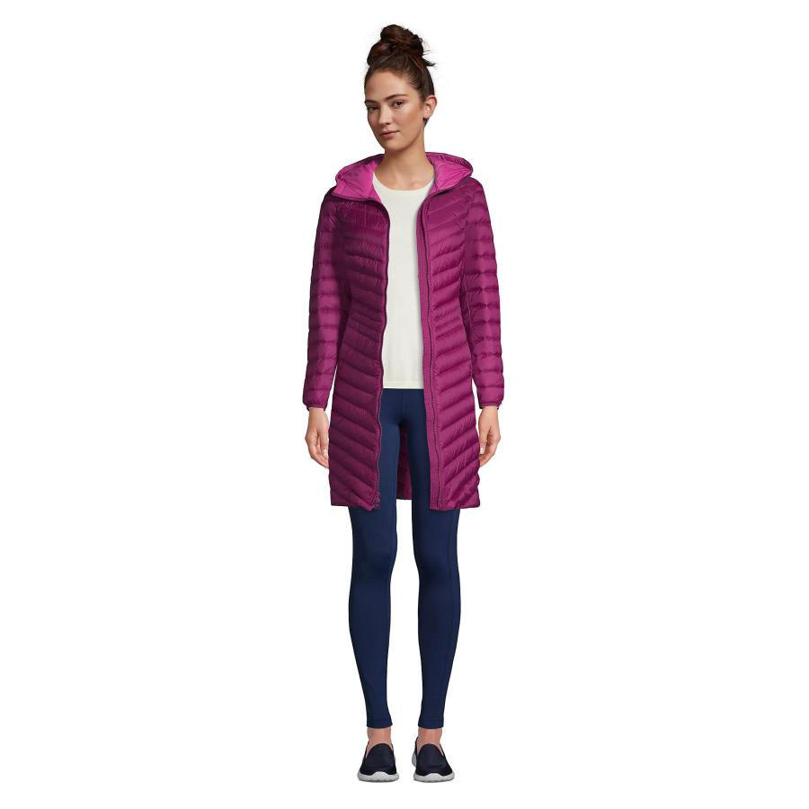 【並行輸入品】Lands' End Womens UL Packable Down Coat Fuchsia Plum Regular Medの画像