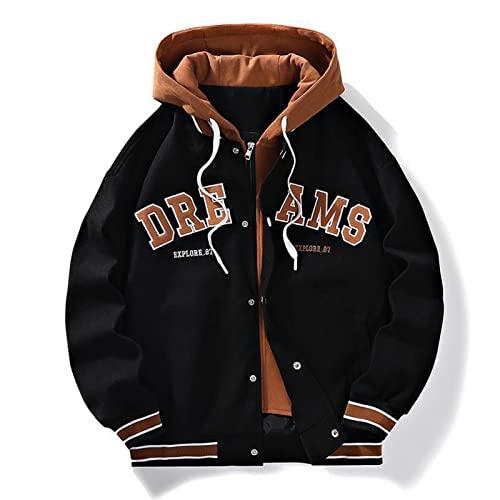 【並行輸入品】DoYBSelf Men's Baseball Jacket Casual Hooded Coat,Black,Mの画像