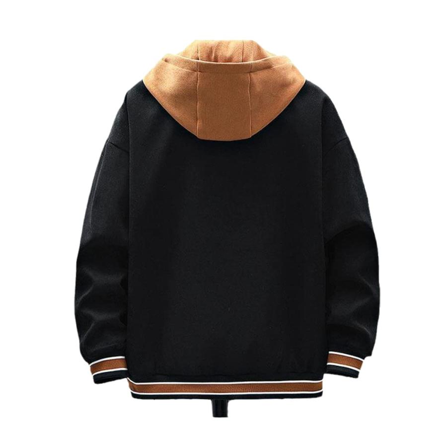 【並行輸入品】DoYBSelf Men's Baseball Jacket Casual Hooded Coat,Black,Mの画像