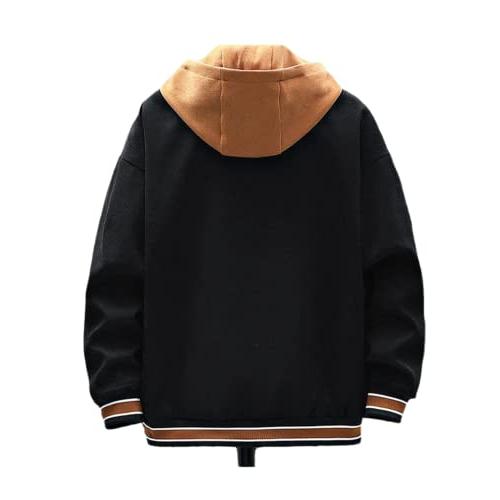 【並行輸入品】DoYBSelf Men's Baseball Jacket Casual Hooded Coat,Black,Mの画像