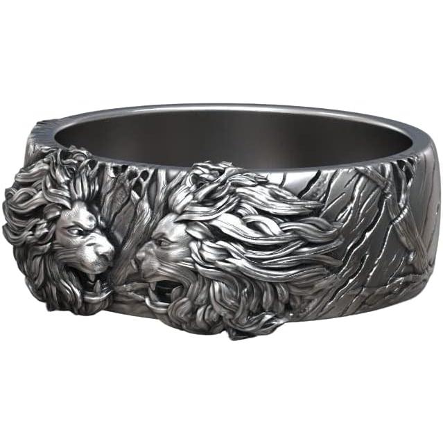【並行輸入品】Lion Head Wild Nature Claws Wedding Band Handmade Lion King Crown He_3