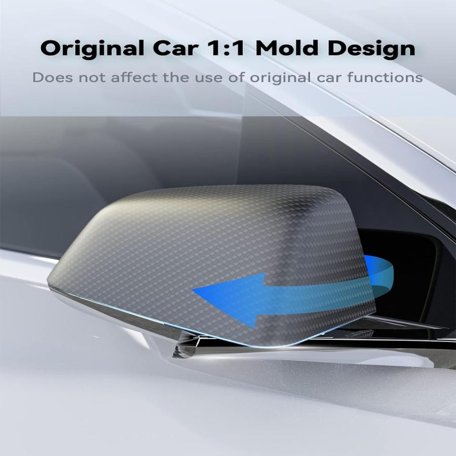【並行輸入品】NIUXGEAR ドアバックミラーカバー Tesla Model Y用 日本 3K 240g リアルカーボンファイバーカーサイドミラーカの画像