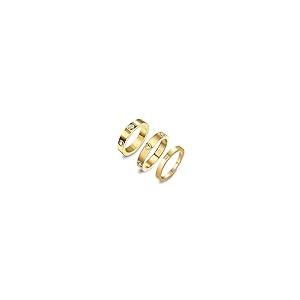 【並行輸入品】3個 ラブフレンドシップリング 女性用 18K ゴールド シルバー ローズメッキ キュービックジルコニア リング ステンレススチー_2