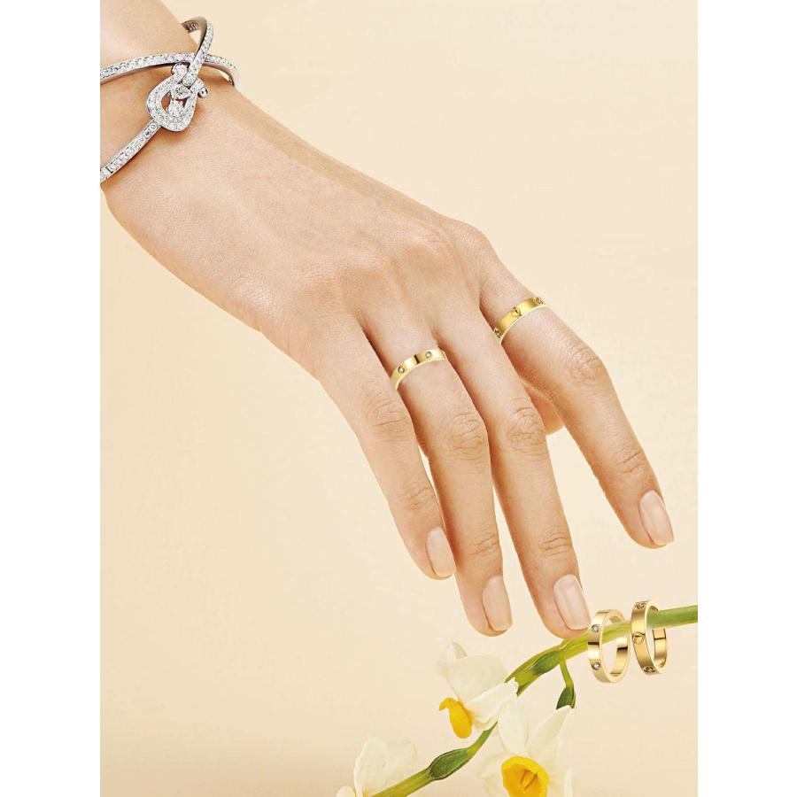 【並行輸入品】3個 ラブフレンドシップリング 女性用 18K ゴールド シルバー ローズメッキ キュービックジルコニア リング ステンレススチー_9