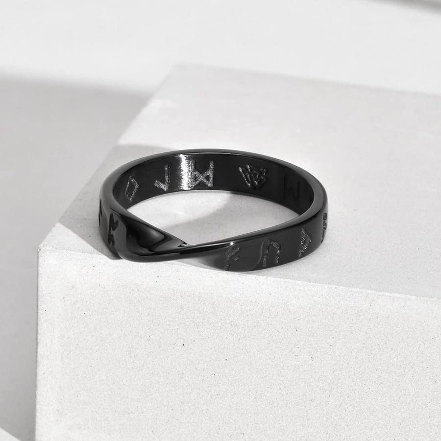 【並行輸入品】彼のためのプロミスリング - ステンレススチール バイキングバンド モエビウス カップルリング 快適フィット 結婚指輪 婚約指輪  宝石の画像