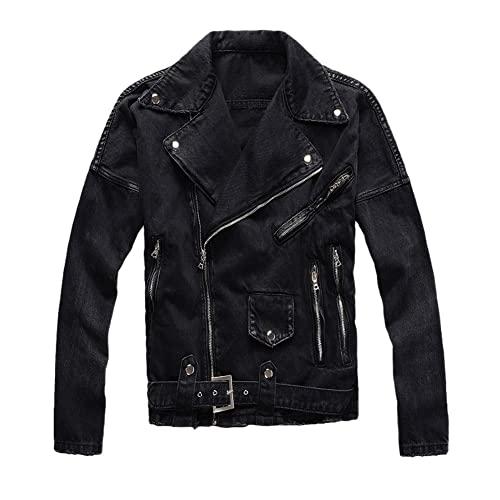 【並行輸入品】Youllyuu Mens Designer Zipper Denim Jacket Hip Hop Punk Denim Coの画像