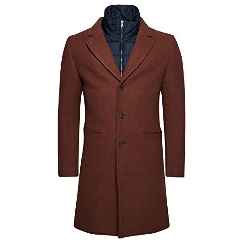 【並行輸入品】Superdry Mens Detachable Lining Wool Town Coat Fudge Size Lの画像
