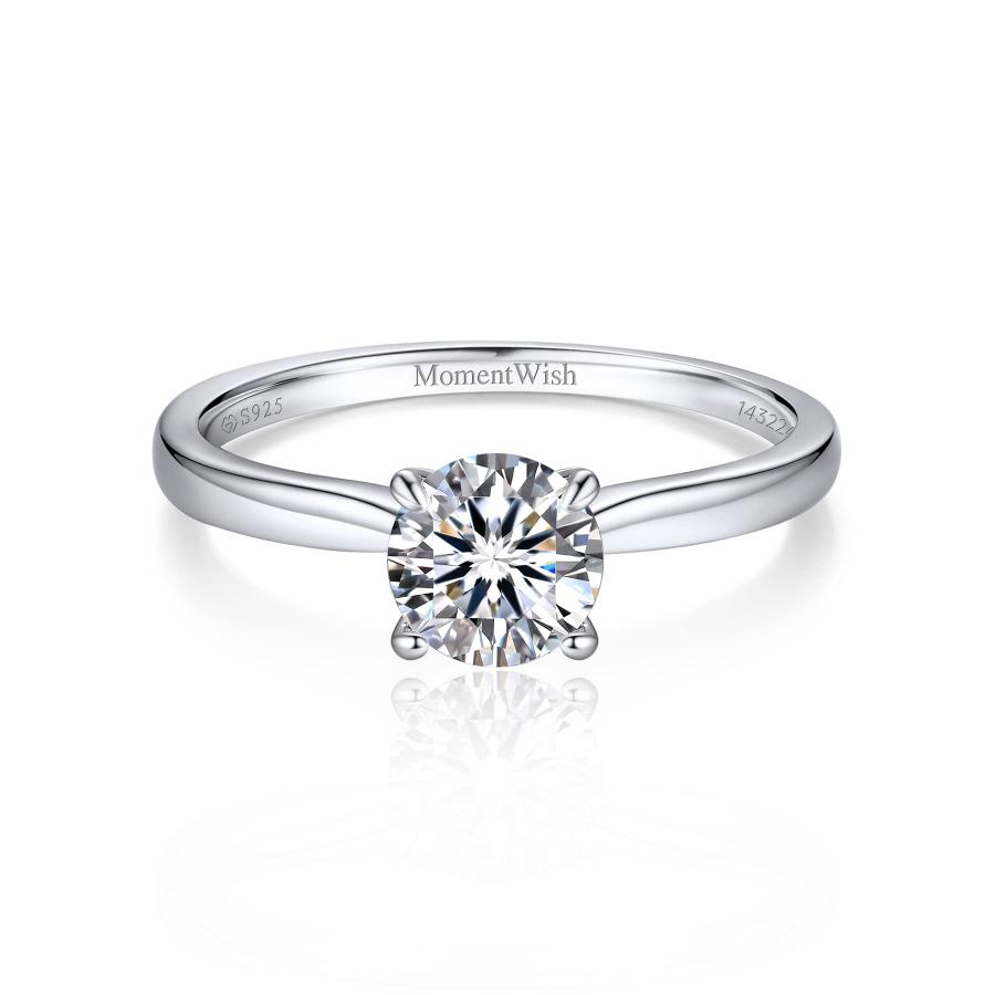 MomentWish モアッサナイト 結婚指輪 1カラット ソリティア 925 MomentWish モアッサナイト 結婚指輪 1カラット ソリティア 925