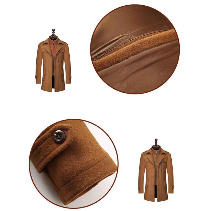 【並行輸入品】Men's French Woolen Coat Business Down Jacket Trench Topcoat Claの画像