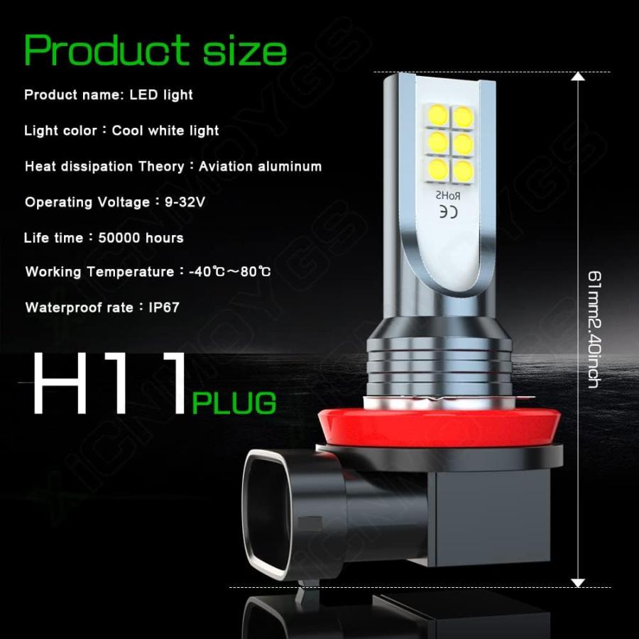 【並行輸入品】XICNMOYGS Fit for 2014-2017 Mazda 6  9005 + H11 LED bulbs + H11/H16_4