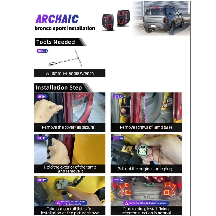 【並行輸入品】Archaic テールライトアセンブリ Ford Bronco Sport 2020-2022用 シーケンシャルウィンカー/スタートアッの画像