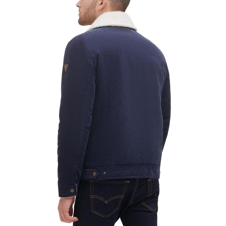 【並行輸入品】GUESS Mens Navy Faux Sherpa Lining, Bomber Jacket Mの画像
