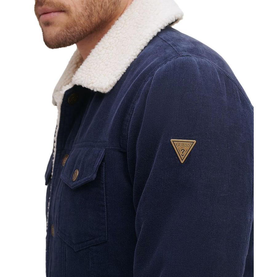 【並行輸入品】GUESS Mens Navy Faux Sherpa Lining, Bomber Jacket Mの画像