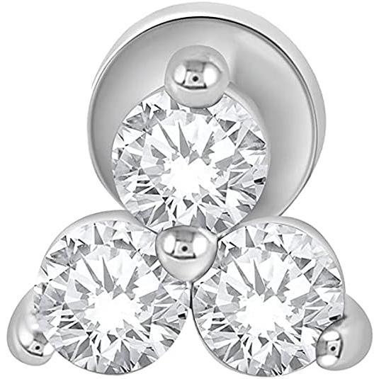 【並行輸入品】Estella Collection 天然ホワイトダイヤモンド トリニティスタッド 14Kソリッドイエローゴールド フラットバックイヤリの画像