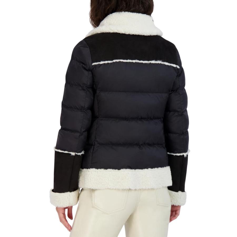 【並行輸入品】TAHARI Womens Selena Faux Shearling Short Puffer Jacket Black Mの画像