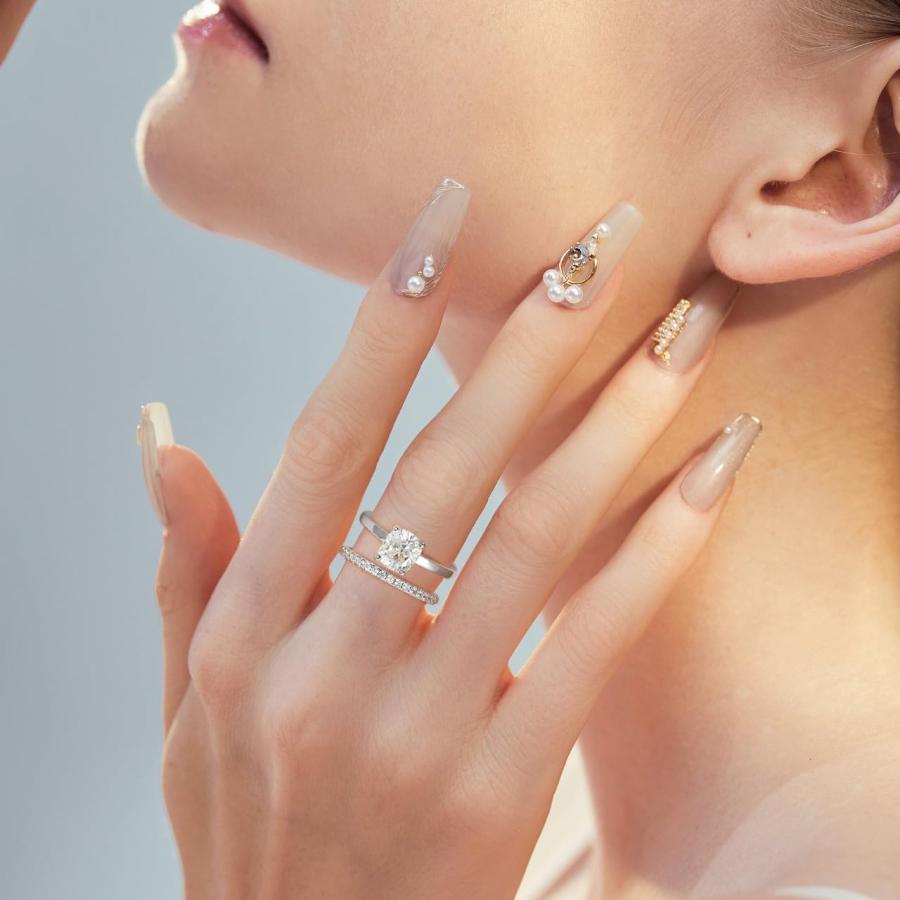 【並行輸入品】1.8mm モアッサナイト 結婚指輪 女性用 Dカラー VVS1 クラリティ 人工ダイヤモンド ハーフエタニティ 重ね付け可能 婚の画像