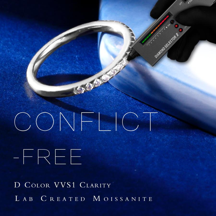 【並行輸入品】1.8mm モアッサナイト 結婚指輪 女性用 Dカラー VVS1 クラリティ 人工ダイヤモンド ハーフエタニティ 重ね付け可能 婚の画像