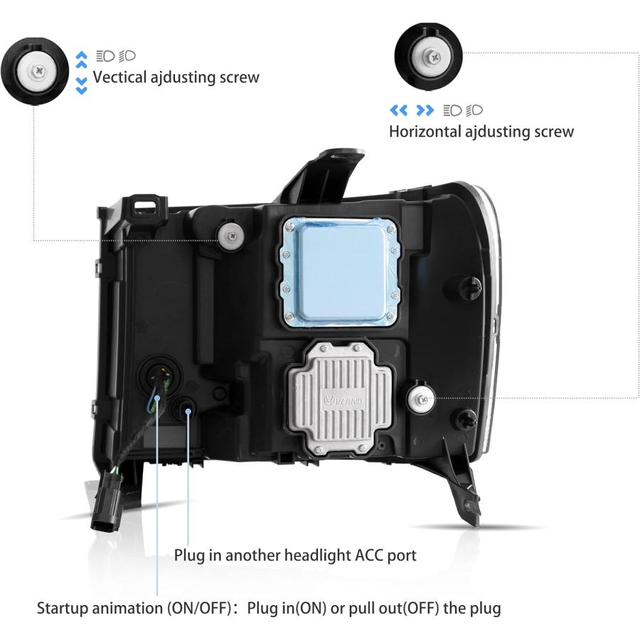 【並行輸入品】VLAND LEDヘッドライトアセンブリ GMC Sierra 1500 2500HD 3500HD 2007-2013 プラグアンドプ