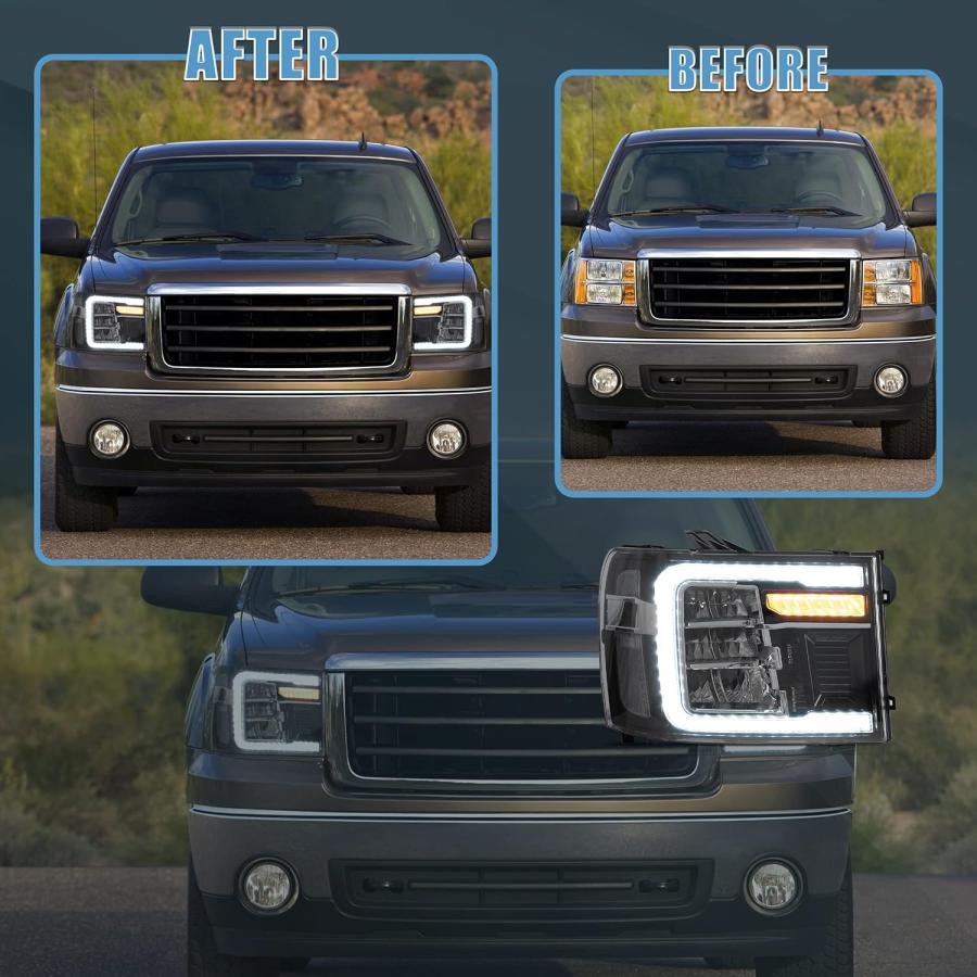 【並行輸入品】VLAND LEDヘッドライトアセンブリ GMC Sierra 1500 2500HD 3500HD 2007-2013 プラグアンドプ
