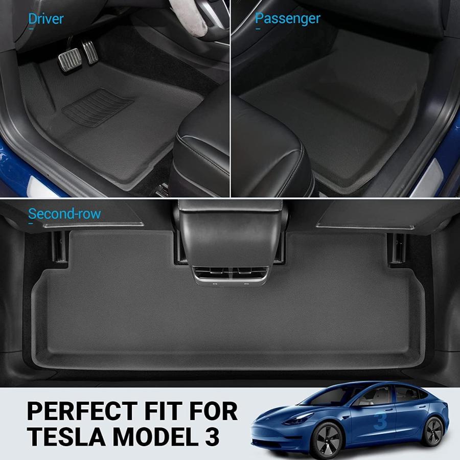 【並行輸入品】Motrobe Tesla モデル3 フロアマット 3Dカーゴライナー 全天候防水 床保護 インテリアライナー アクセサリー 2023の画像