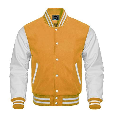 【並行輸入品】Men's Letterman Baseball Varsity Jacket Genuine Cowhide Leatherの画像