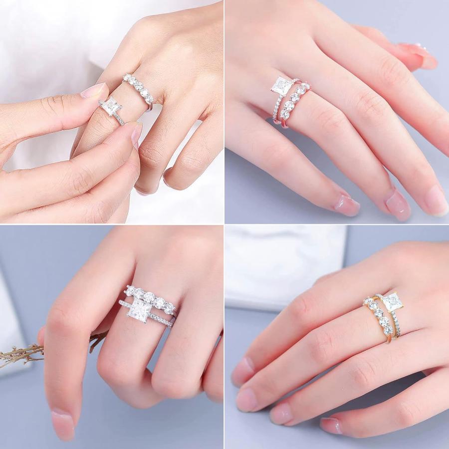 【並行輸入品】女性用5石モアッサナイトリング 3.75mm D カラー VVS1 クラリティ 人工ダイヤモンド アニバーサリーリング 14K ホワイト_4