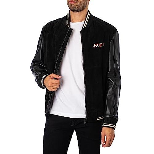【並行輸入品】HUGO Men's Laars Varsity Style Bomber Jackets, Black, Lの画像