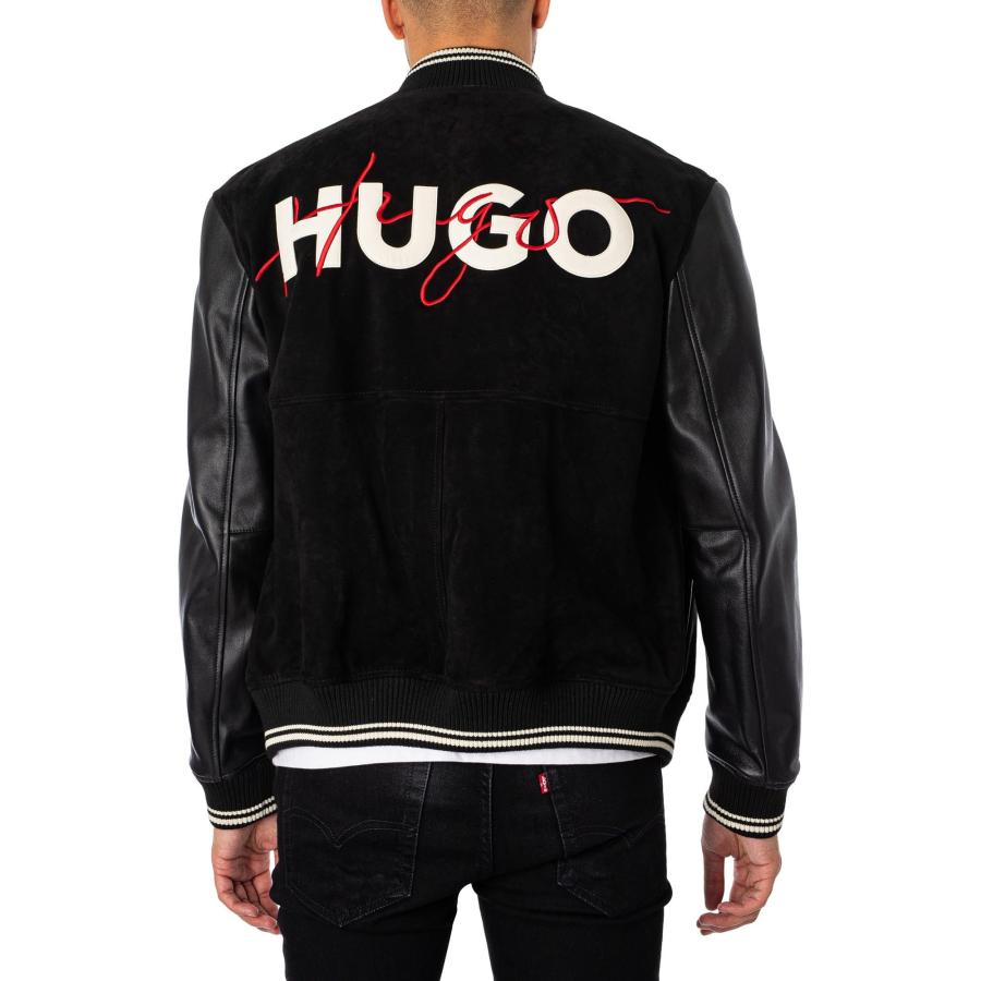 【並行輸入品】HUGO Men's Laars Varsity Style Bomber Jackets, Black, Lの画像