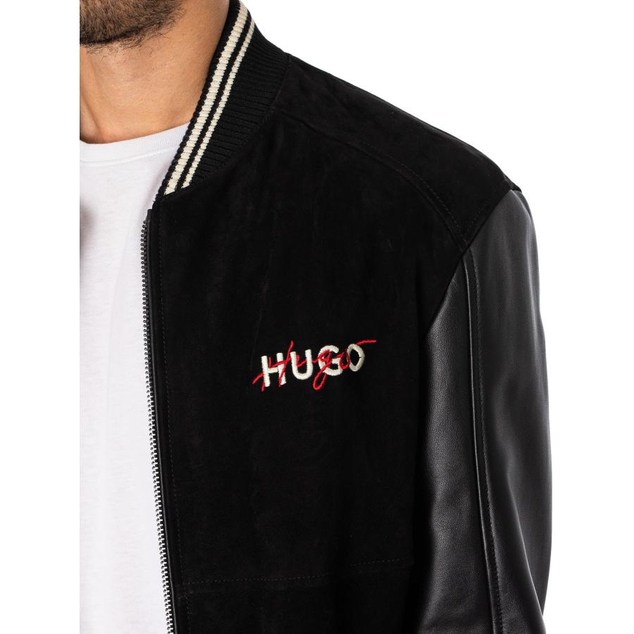 【並行輸入品】HUGO Men's Laars Varsity Style Bomber Jackets, Black, Lの画像