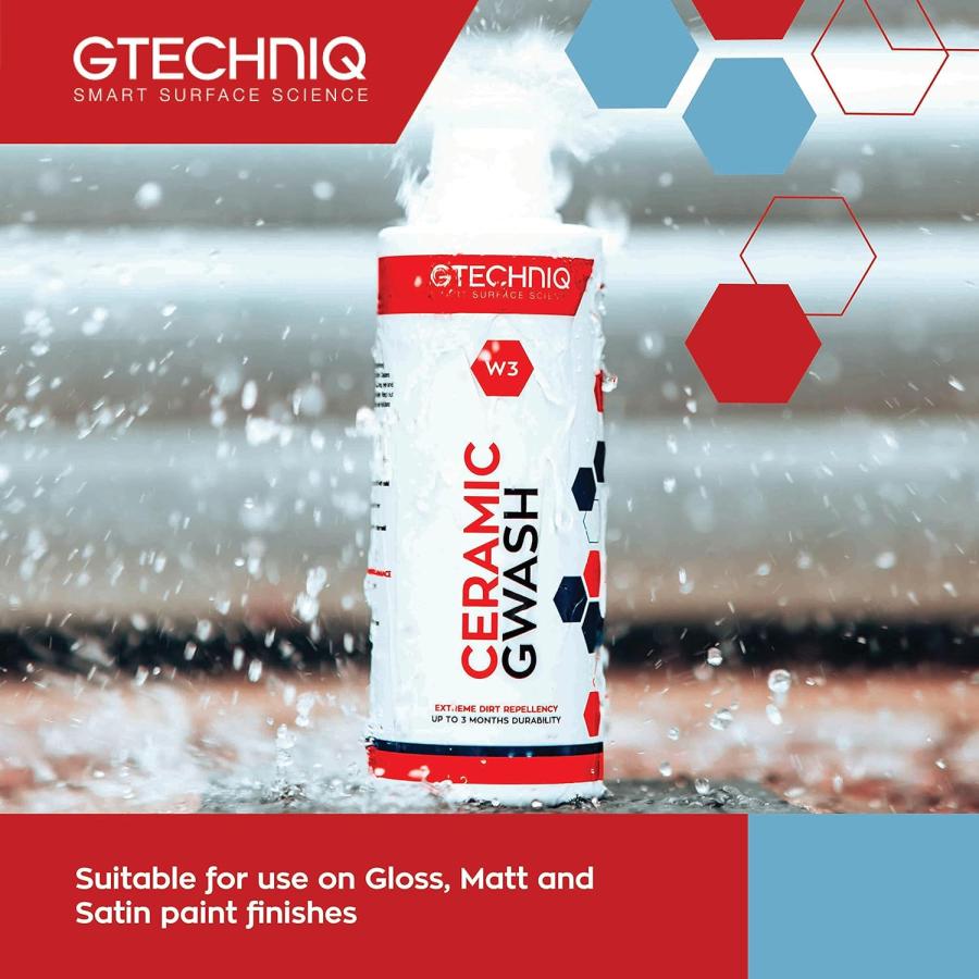 Gtechniq - W3 Ceramic GWash - All-in-one Shampoo; Hydrophobic Coating; Lifts and Captures Dirt Particles; Sleek Finish; Paint Protection; Easy Appl｜good-face｜05