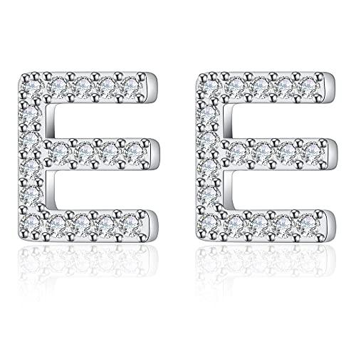 【並行輸入品】モアッサナイト イニシャルピアス レディース 18K ホワイトゴールド張り S925スターリングシルバー Dカラー VVS1 クラ_1