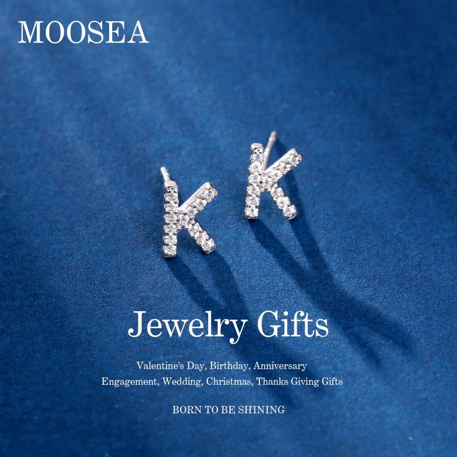 【並行輸入品】モアッサナイト イニシャルピアス レディース 18K ホワイトゴールド張り S925スターリングシルバー Dカラー VVS1 クラ_6