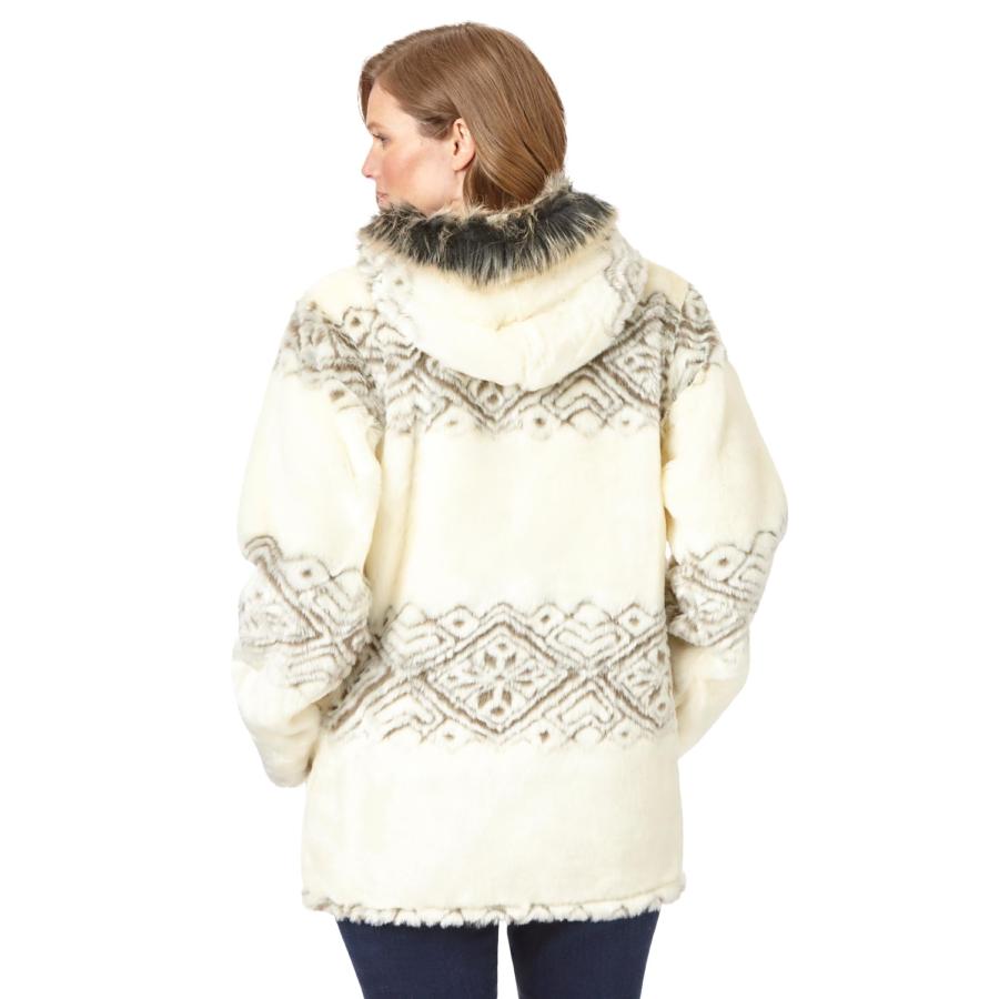 【並行輸入品】Woman Within Women's Plus Size Faux Fur Snowflake Print Hooded Jの画像