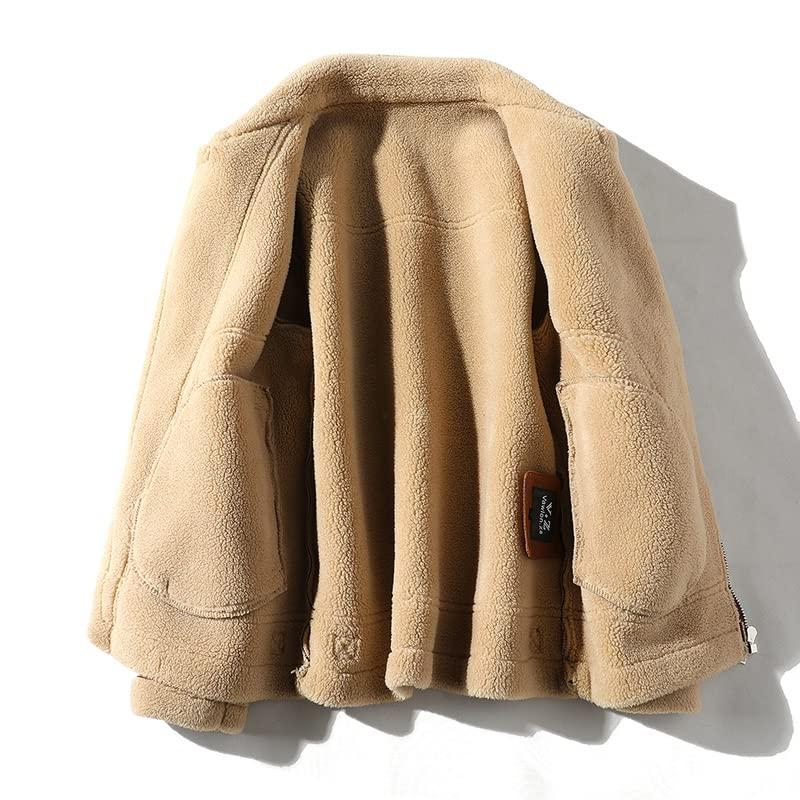 【並行輸入品】Men's Camel Stylish Flying Leather Jacket B3 Bomber Flight Shearの画像