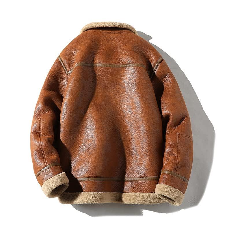 【並行輸入品】Men's Camel Stylish Flying Leather Jacket B3 Bomber Flight Shearの画像