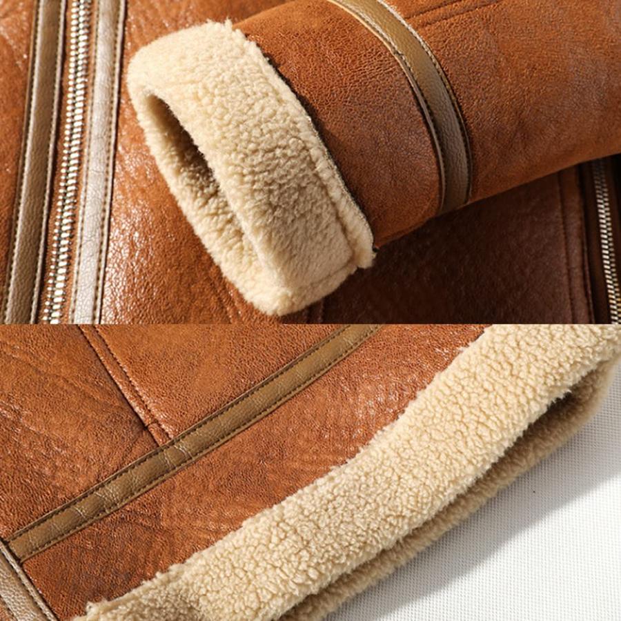 【並行輸入品】Men's Camel Stylish Flying Leather Jacket B3 Bomber Flight Shearの画像