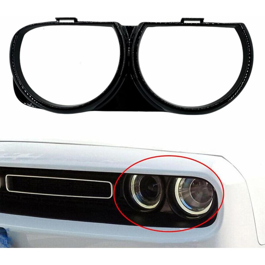 【並行輸入品】ALTBET フロントヘッドライトランプ ベゼルトリム 左右 2015-2021 Dodge Challenger 交換用 682590の画像