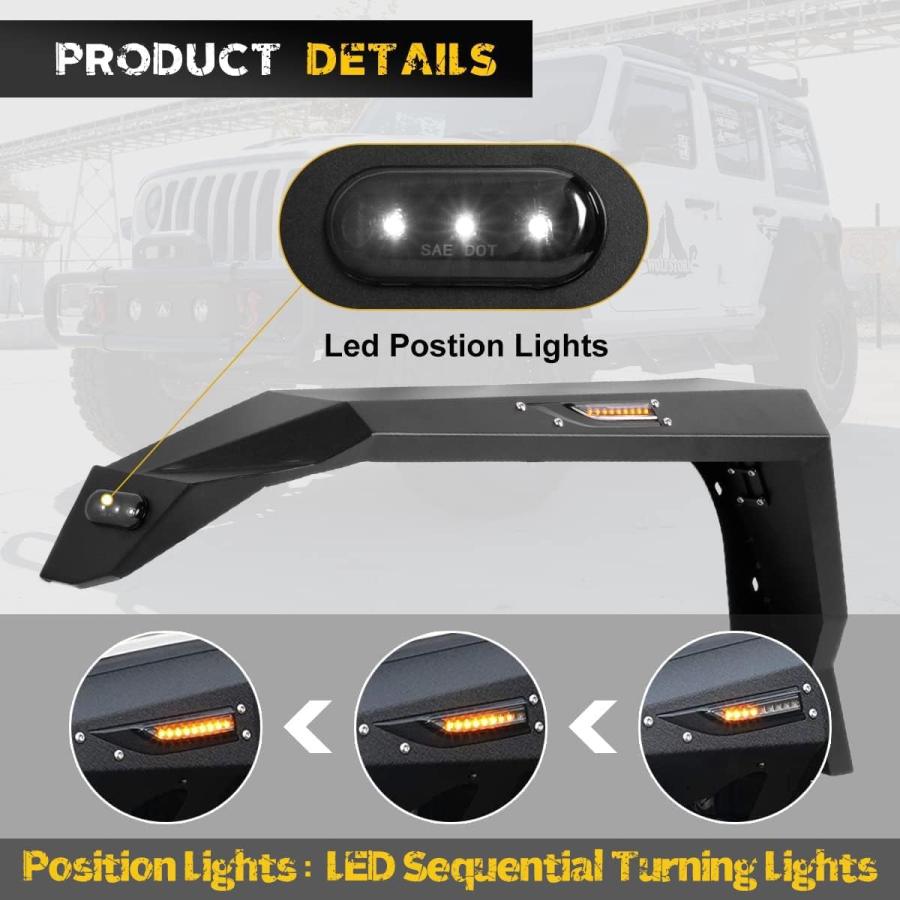 ジープ ラングラーJL フェンダーデイライト　ノーマルフェンダー用 Amazon.co.jp: KMFCDAE LED フロントフェンダー サイド マーカー