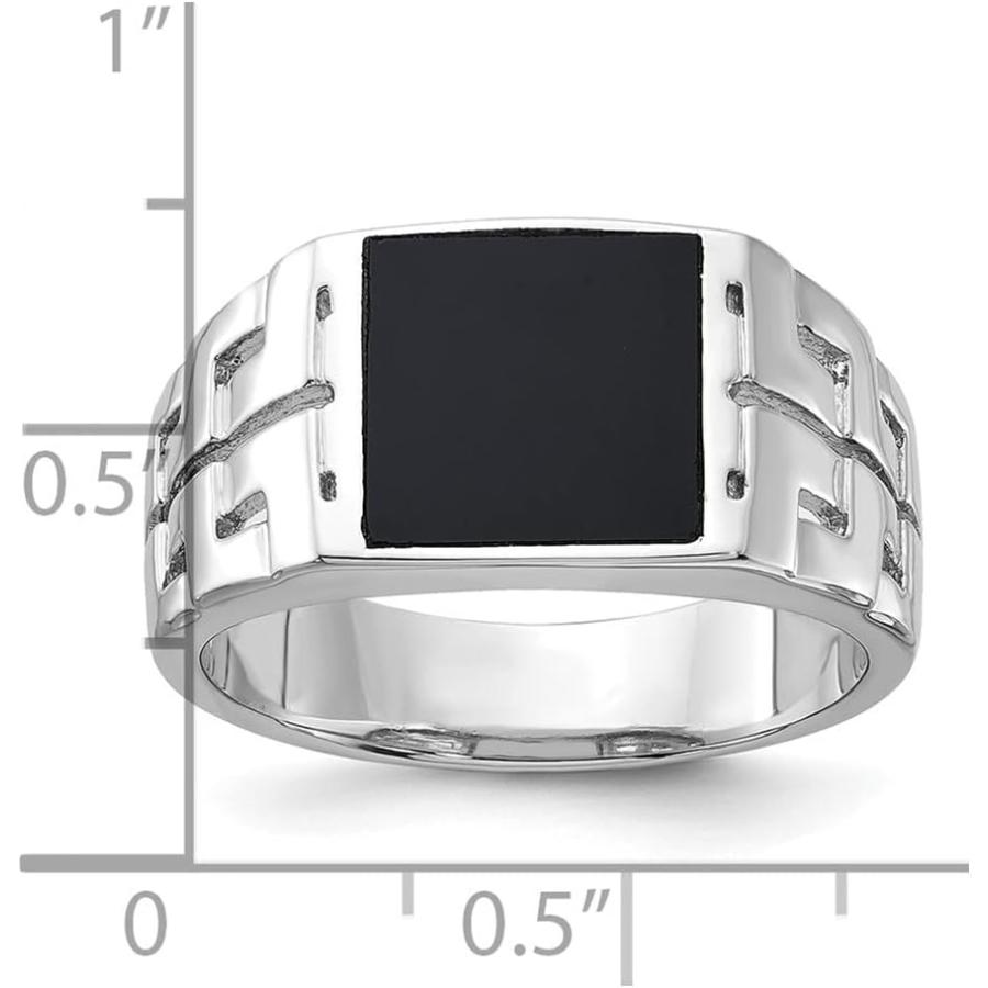最新情報 925 Sterling Silver Rhodium Plated Polished Black Simulated Onyx Mens Ring Size 11 Jewelry Gifts for Men　並行輸入品