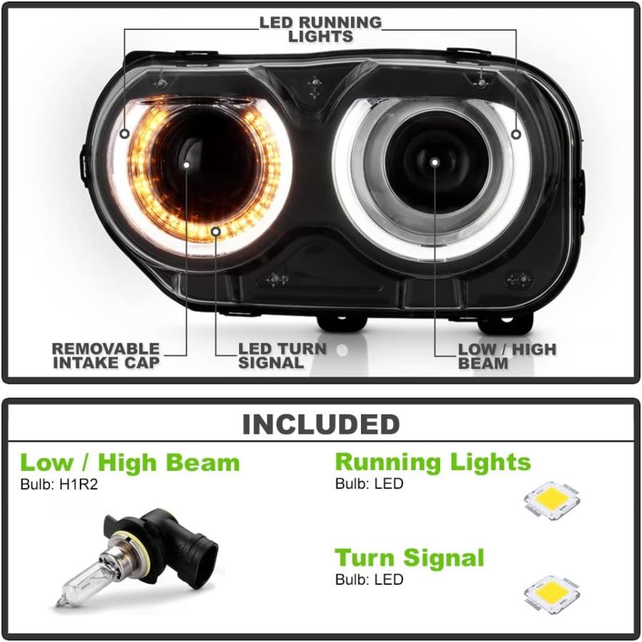 【並行輸入品】ACANII - [ハロゲン エアダクトモデルなし] 2015-2022 Dodge Challenger LED DRL プロジェクタの画像