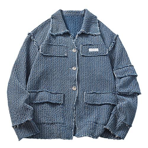 【並行輸入品】Denim Jackets Hollow Out Patchwork Designer Loose Streetwear Bluの画像