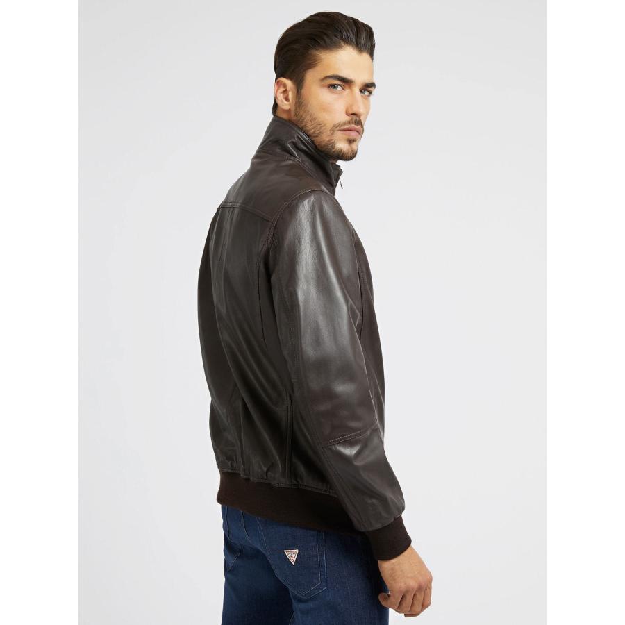 【並行輸入品】GUESS Men's Soft Leather Jacket, Bark Brown, Extra Extra Largeの画像